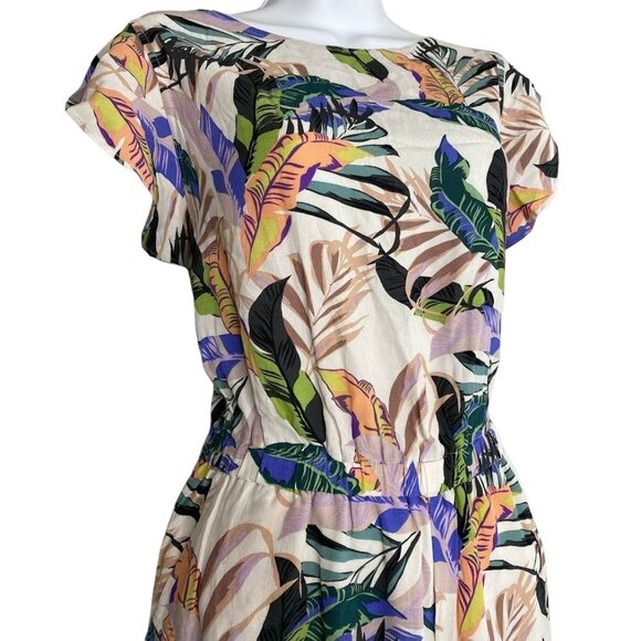 Sanctuary Jumpsuit Womens Tropical Wide‎ Leg Tie Back Short Sleeve sz Large NEW - Picture 3 of 13